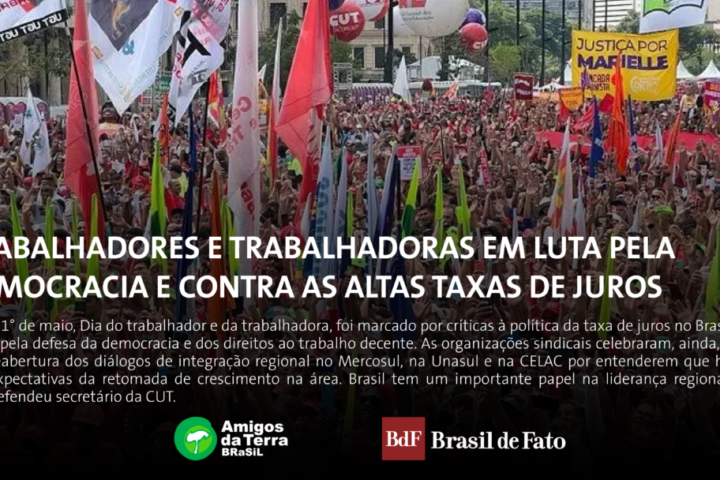 Trabalhadores e trabalhadoras em luta pela democracia e contra as altas taxas de juros